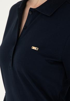 Kadın Lacivert Basic Polo Yaka Sweatshirt - 50296941019