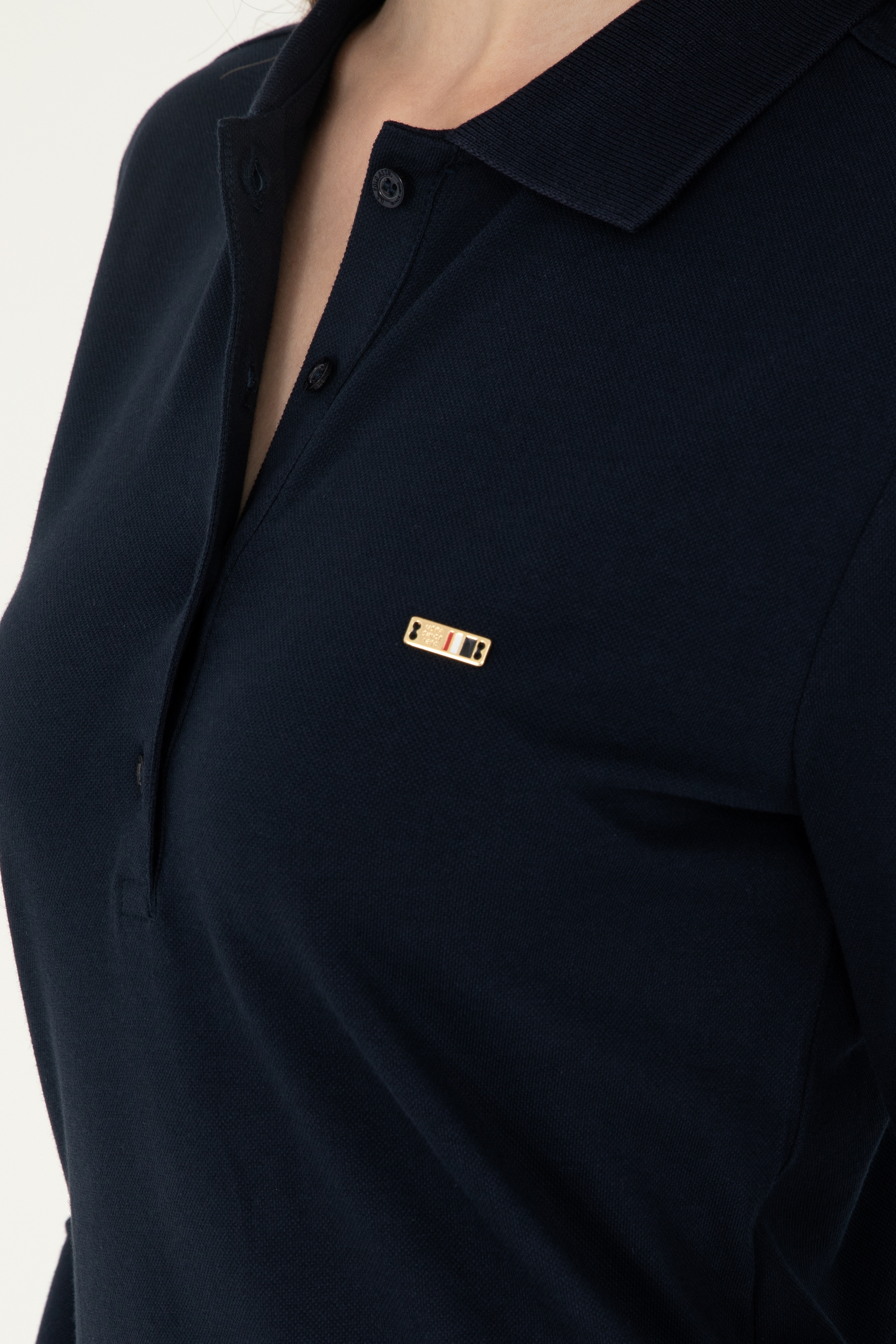 Kadın Lacivert Basic Polo Yaka Sweatshirt - Image 7