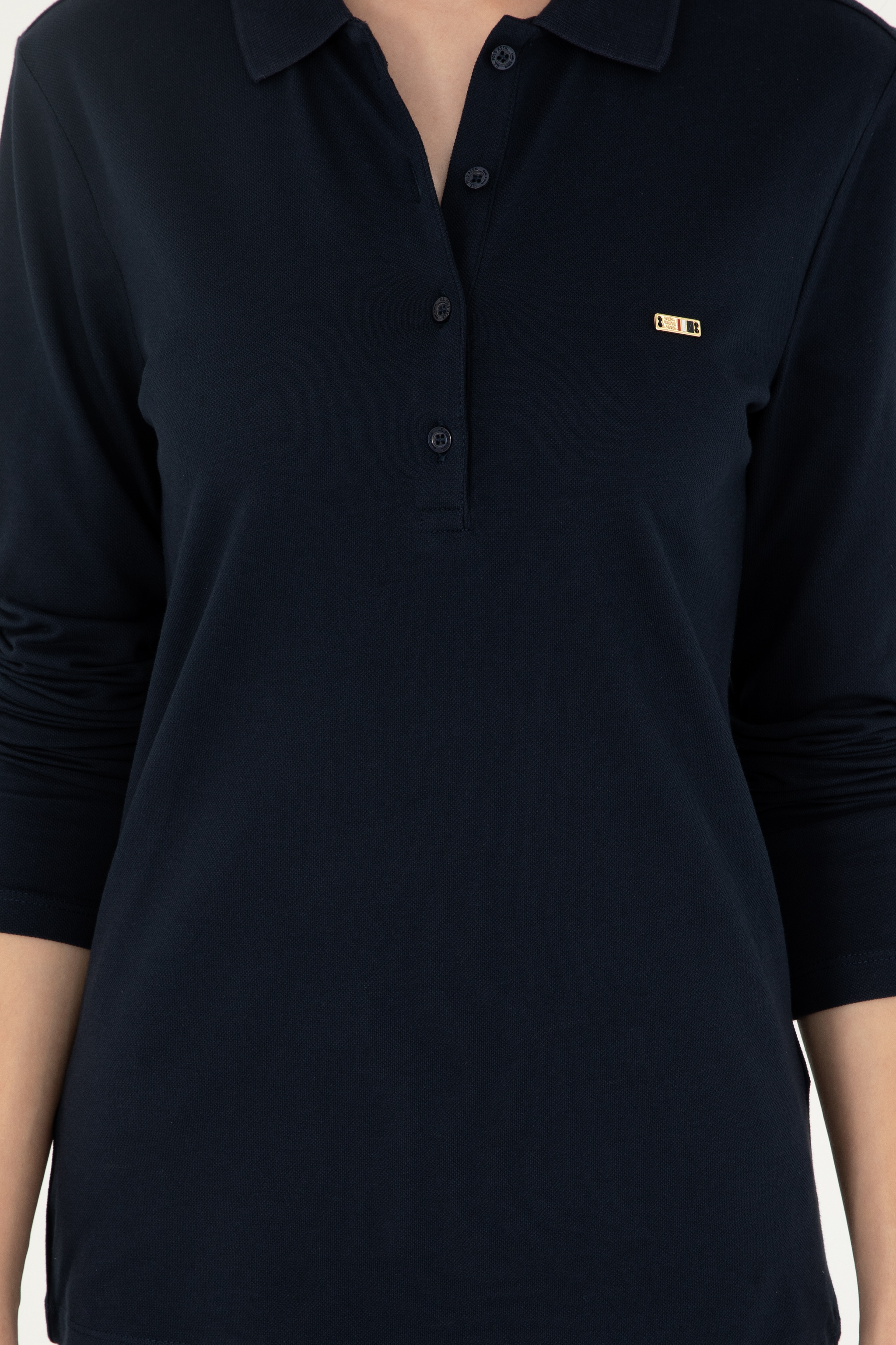 Kadın Lacivert Basic Polo Yaka Sweatshirt