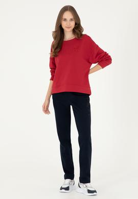 Kadın Kırmızı Basic Bisiklet Yaka Sweatshirt - 50296919004