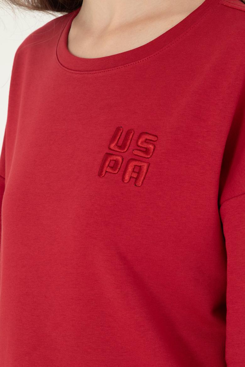 Kadın Kırmızı Basic Bisiklet Yaka Sweatshirt - 50296919004