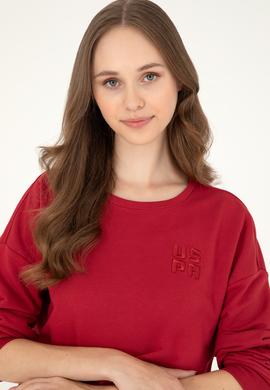 Kadın Kırmızı Basic Bisiklet Yaka Sweatshirt - 50296919004