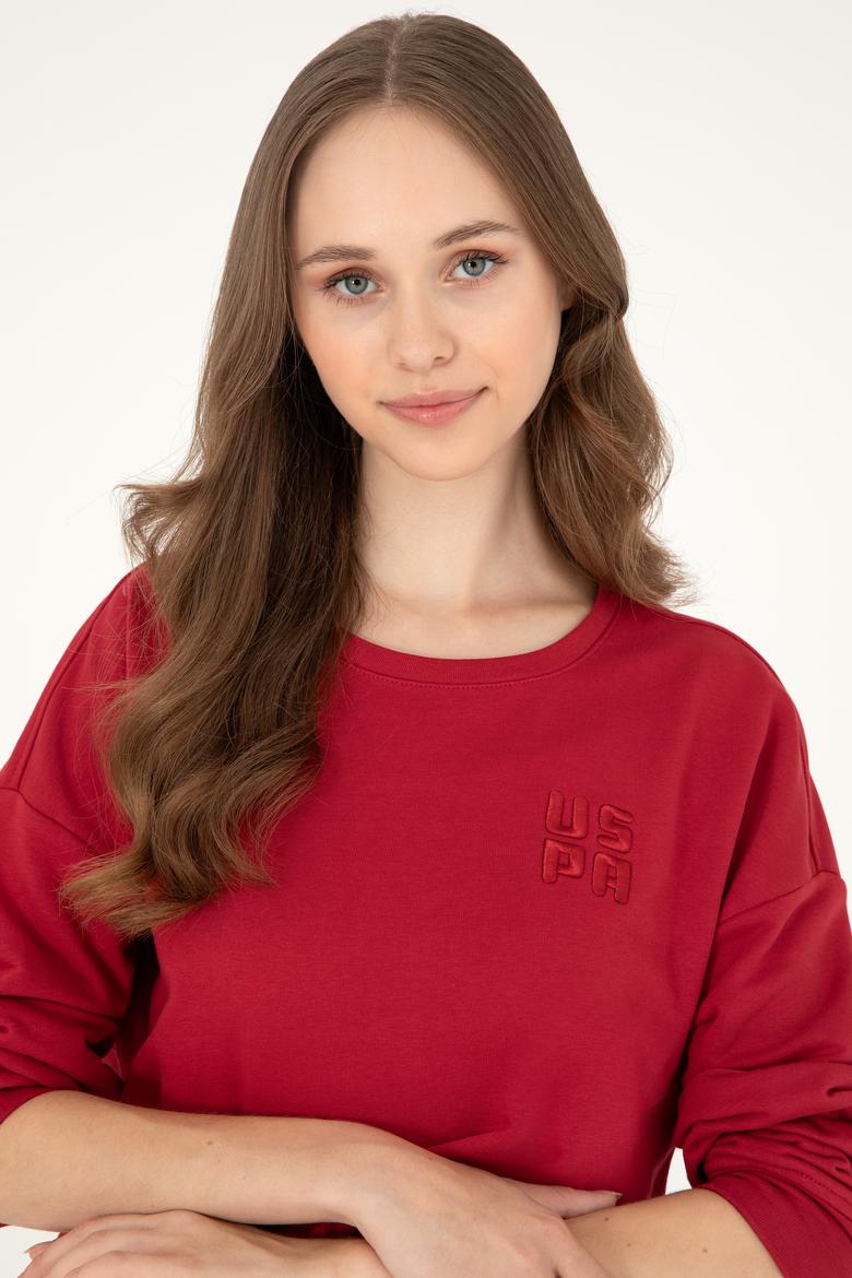 Kadın Kırmızı Basic Bisiklet Yaka Sweatshirt - 50296919004
