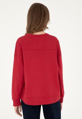 Kadın Kırmızı Basic Bisiklet Yaka Sweatshirt - 50296919004