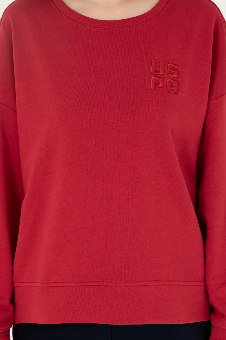 Kadın Kırmızı Basic Bisiklet Yaka Sweatshirt - 50296919004