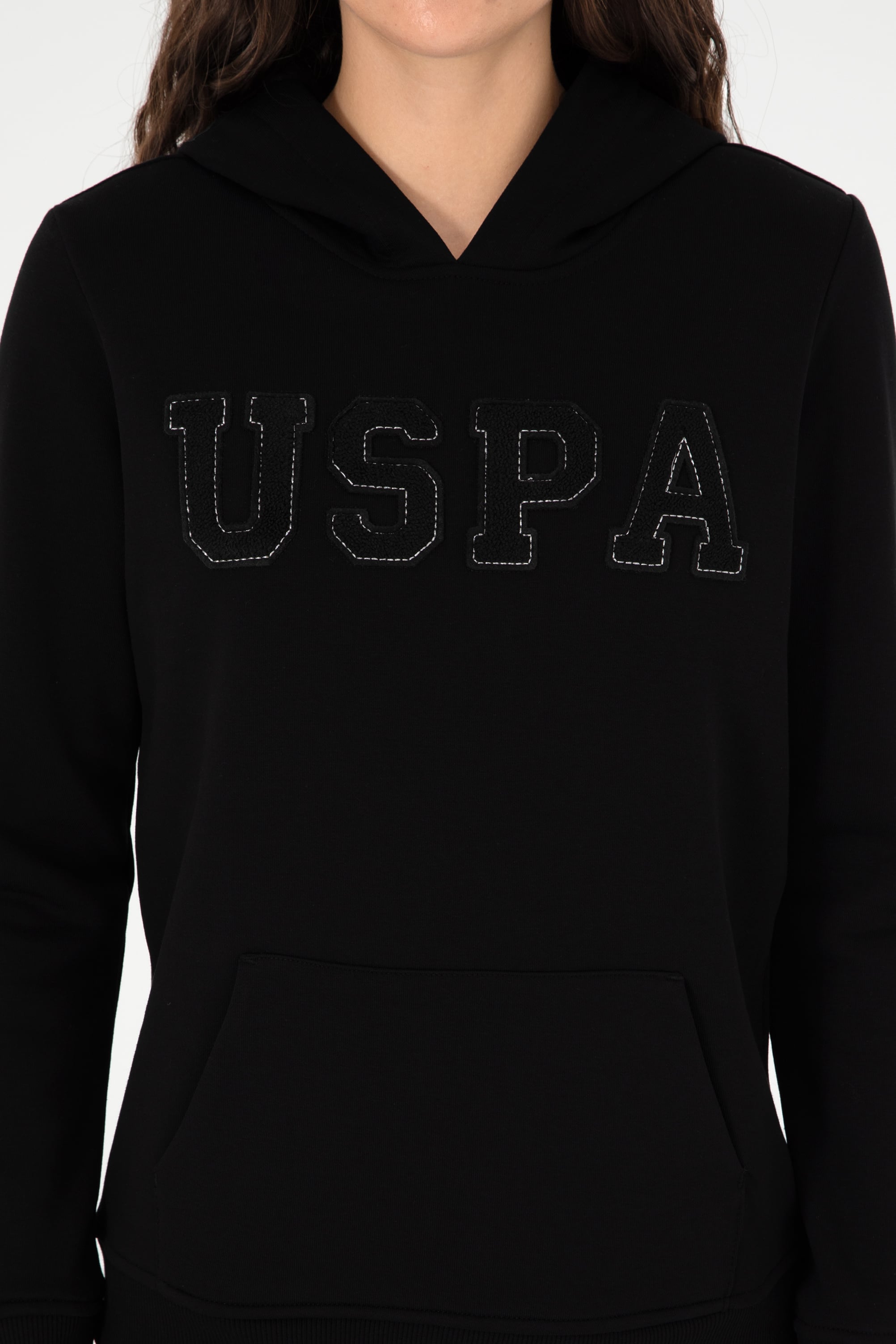Kadın Siyah Basic Kapüşonlu Sweatshirt