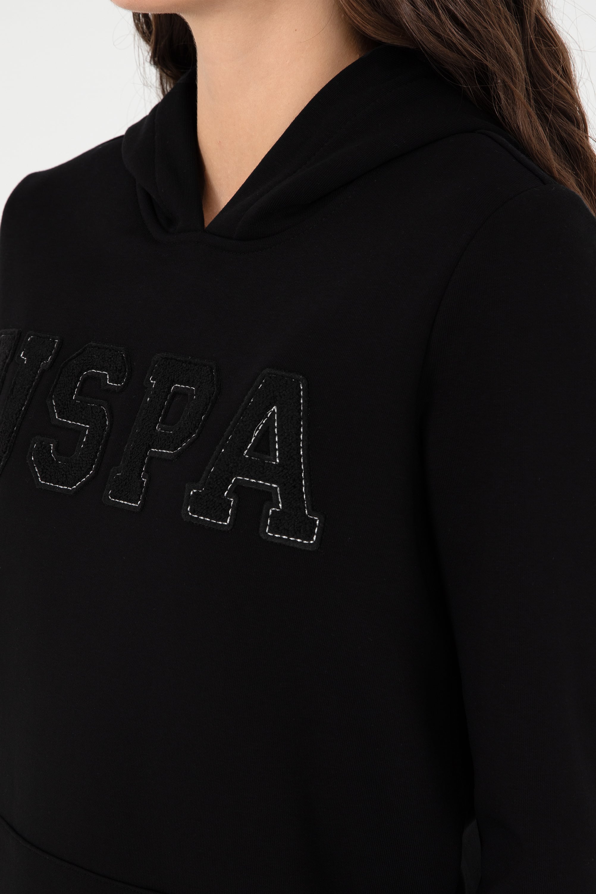 Kadın Siyah Basic Kapüşonlu Sweatshirt - Image 7