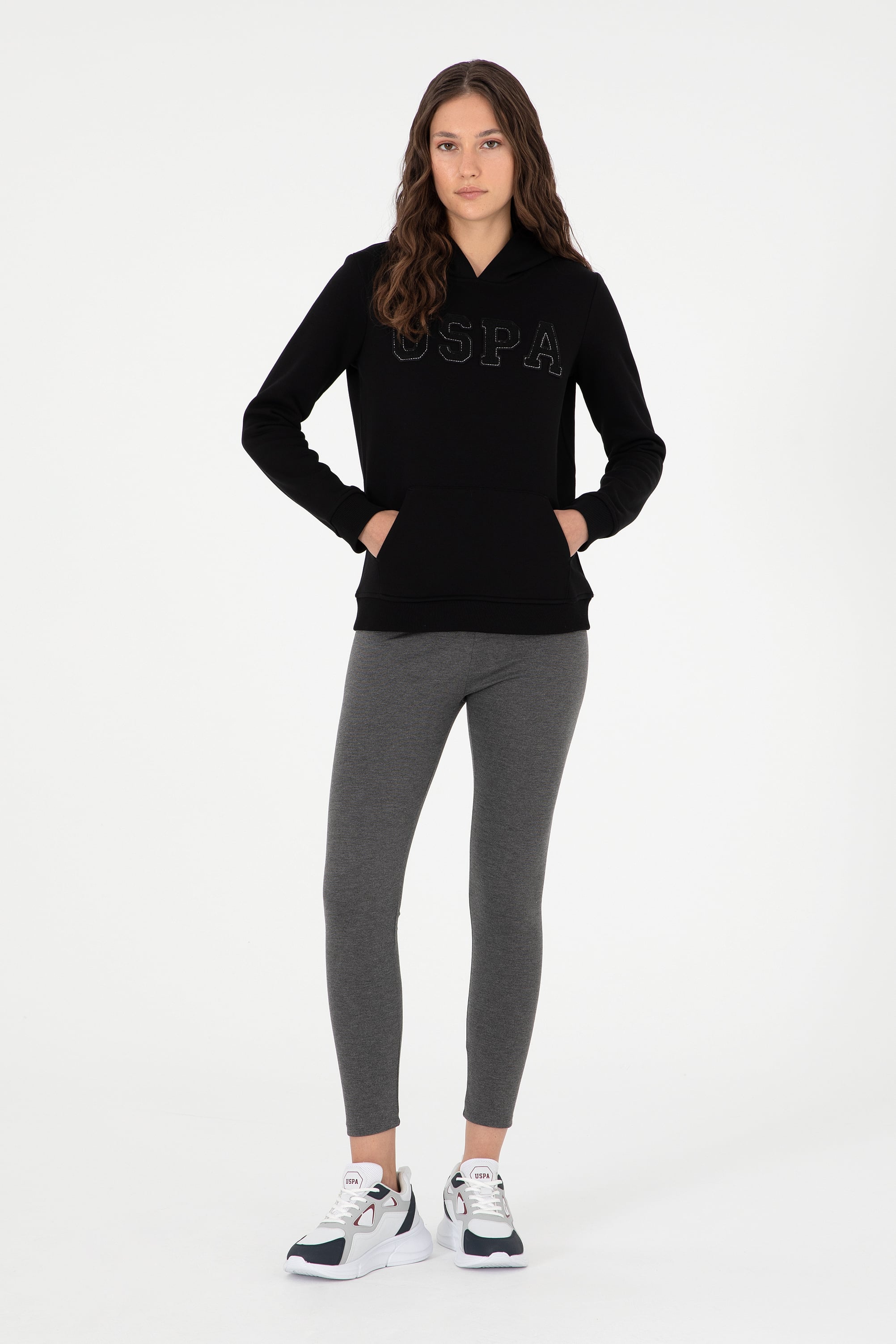 Kadın Siyah Basic Kapüşonlu Sweatshirt