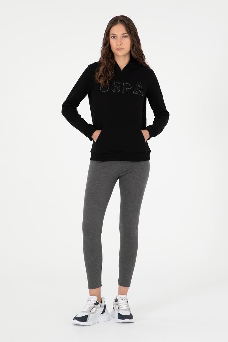 Kadın Siyah Basic Kapüşonlu Sweatshirt - 50296931024