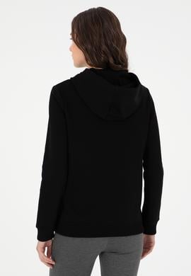 Kadın Siyah Basic Kapüşonlu Sweatshirt - 50296931024