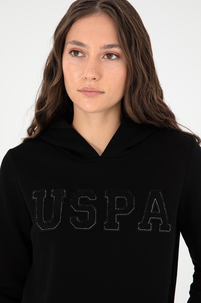 Kadın Siyah Basic Kapüşonlu Sweatshirt