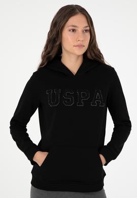 Kadın Siyah Basic Kapüşonlu Sweatshirt - 50296931024