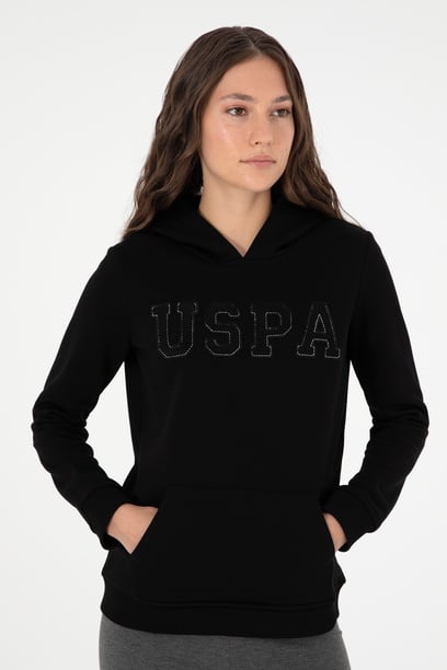 Kadın Siyah Basic Kapüşonlu Sweatshirt