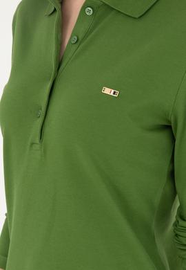 Kadın Yeşil Basic Polo Yaka Sweatshirt - 50296941110