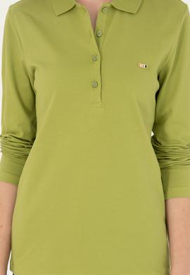 Kadın Fıstık Yeşili Basic Polo Yaka Sweatshirt - 50296941097