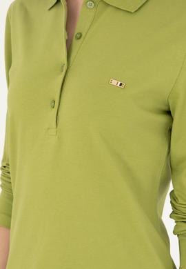Kadın Fıstık Yeşili Basic Polo Yaka Sweatshirt - 50296941097