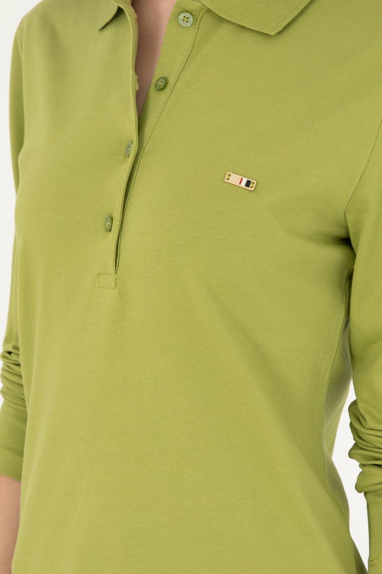 Kadın Fıstık Yeşili Basic Polo Yaka Sweatshirt - 50296941097