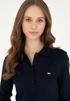 Kadın Lacivert Basic Polo Yaka Sweatshirt - 50296941019