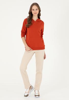Kadın Kiremit Kapüşonlu Sweatshirt - 50296947032