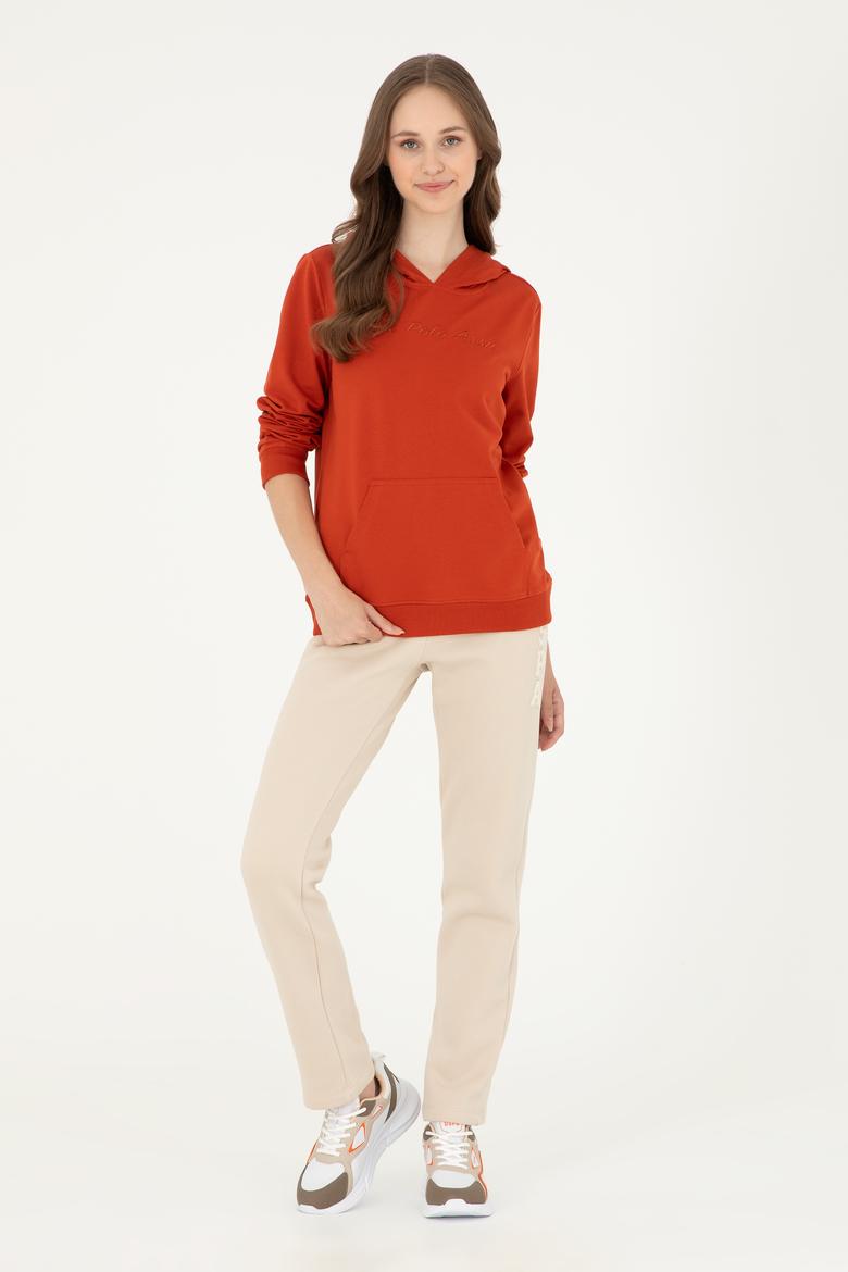 Kadın Kiremit Kapüşonlu Sweatshirt - 50296947032