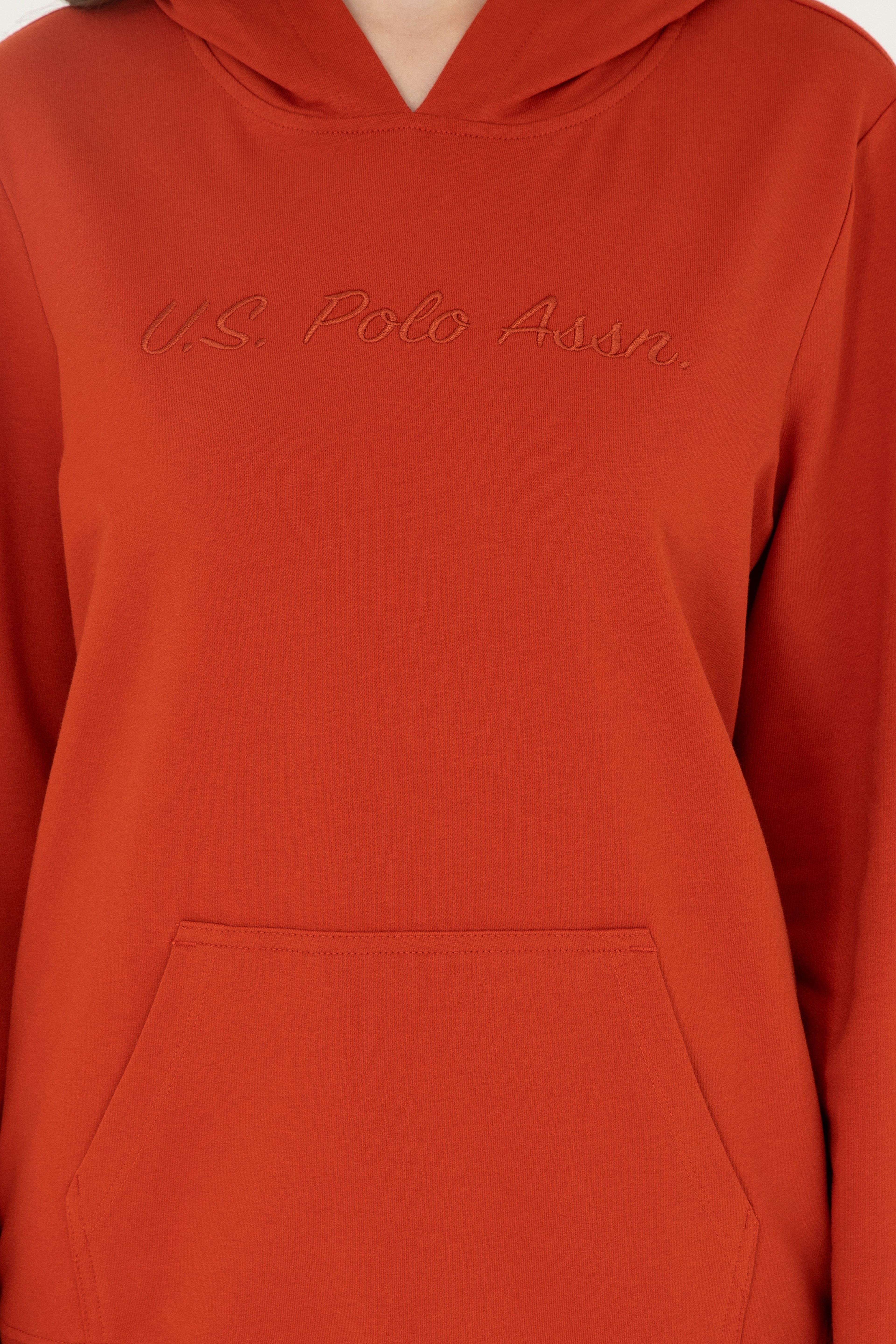 Kadın Kiremit Kapüşonlu Sweatshirt - Image 6