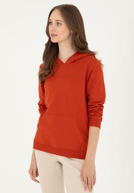 Kadın Kiremit Kapüşonlu Sweatshirt - 50296947032