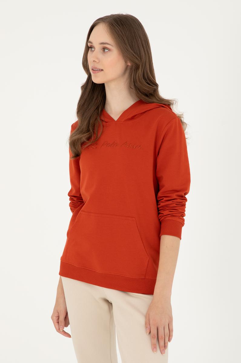 Kadın Kiremit Kapüşonlu Sweatshirt