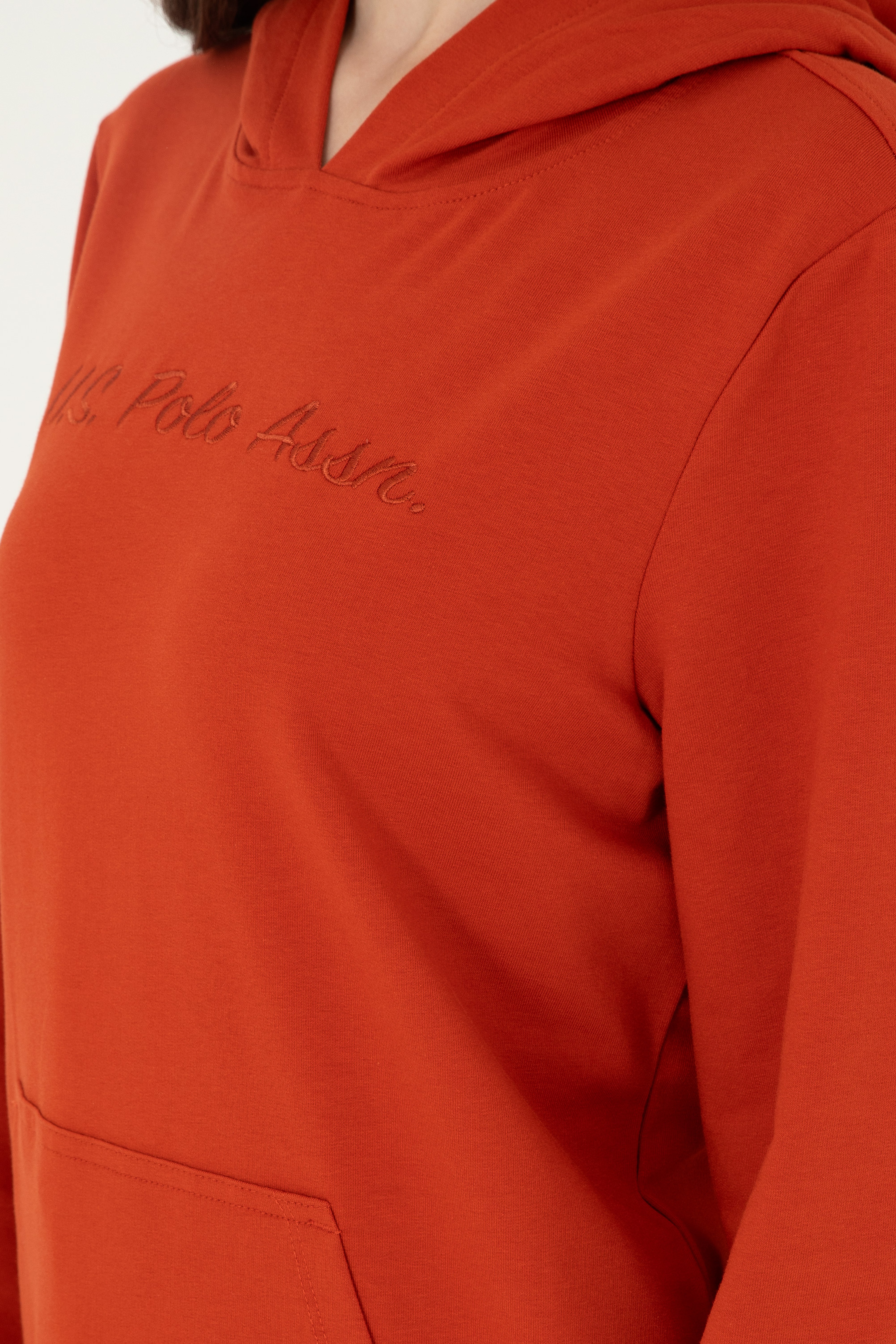 Kadın Kiremit Kapüşonlu Sweatshirt - Image 7