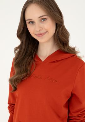 Kadın Kiremit Kapüşonlu Sweatshirt - 50296947032