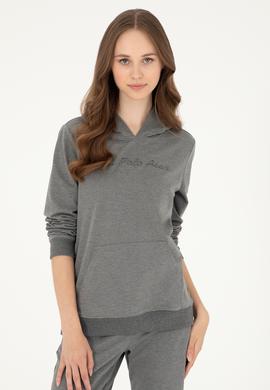 Kadın Antrasit Melanj Kapüşonlu Sweatshirt - 50296947024