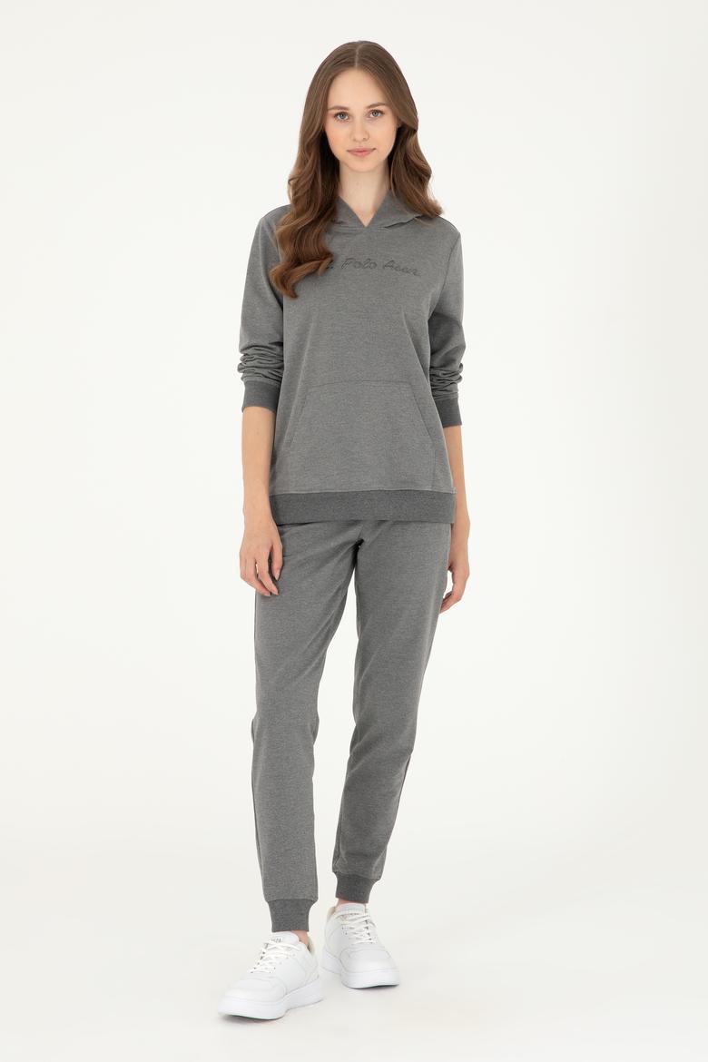 Kadın Antrasit Melanj Kapüşonlu Sweatshirt - 50296947024