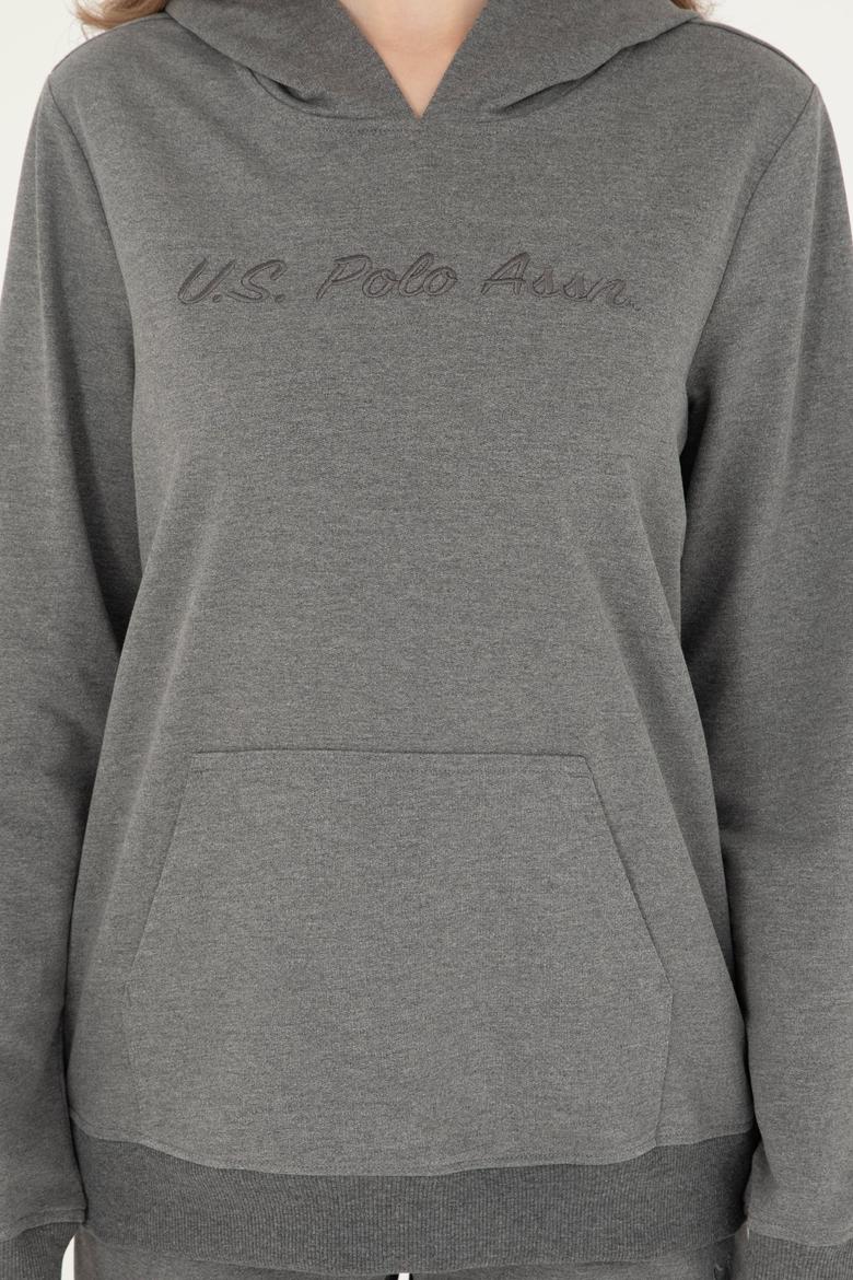 Kadın Antrasit Melanj Kapüşonlu Sweatshirt - 50296947024