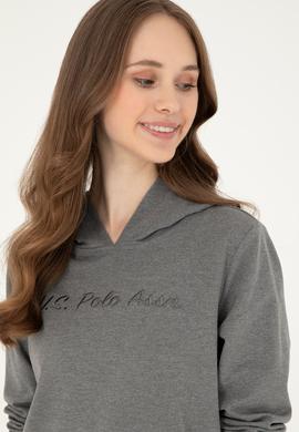 Kadın Antrasit Melanj Kapüşonlu Sweatshirt - 50296947024