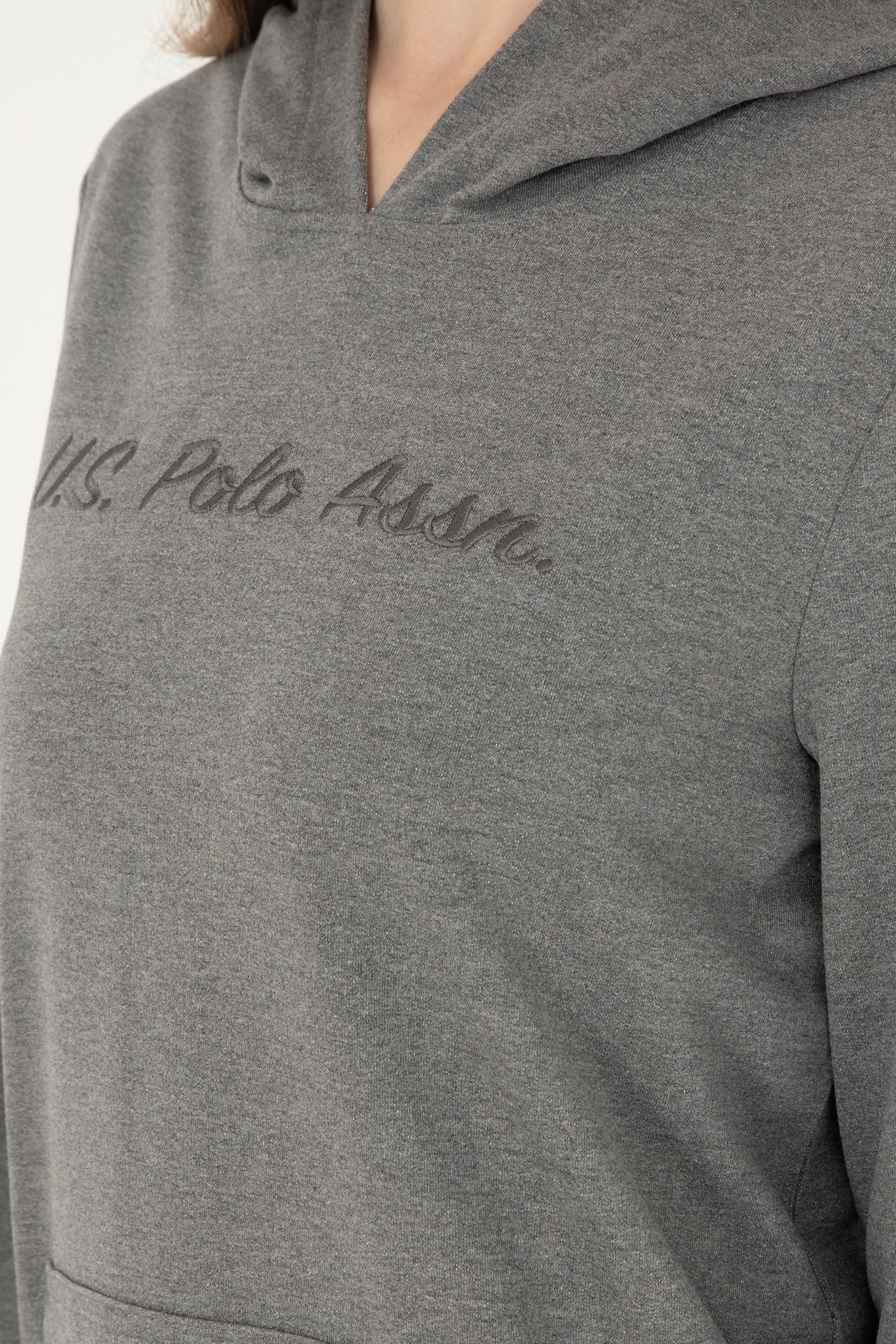 Kadın Antrasit Melanj Kapüşonlu Sweatshirt