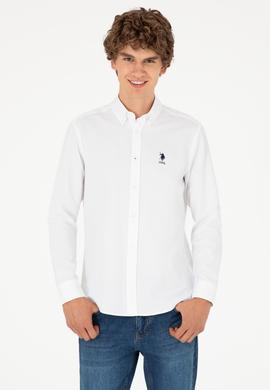Erkek Beyaz Uzun Kollu Basic Gömlek - 50293437023