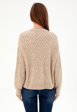 Kadın Kum Melanj Bisiklet Yaka Kazak - 50293156007