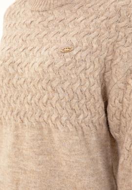 Kadın Kum Melanj Bisiklet Yaka Kazak - 50293156007