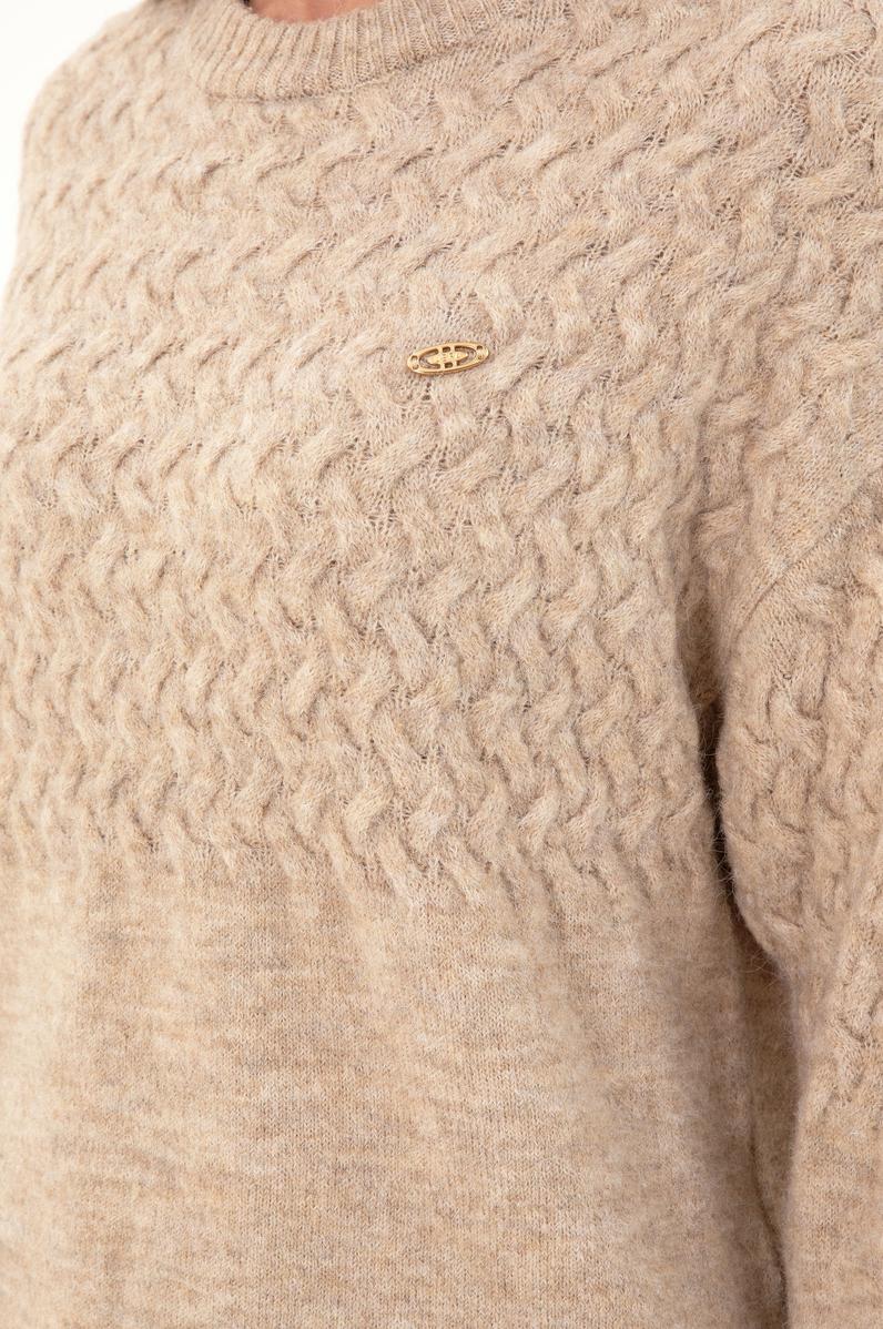 Kadın Kum Melanj Bisiklet Yaka Kazak