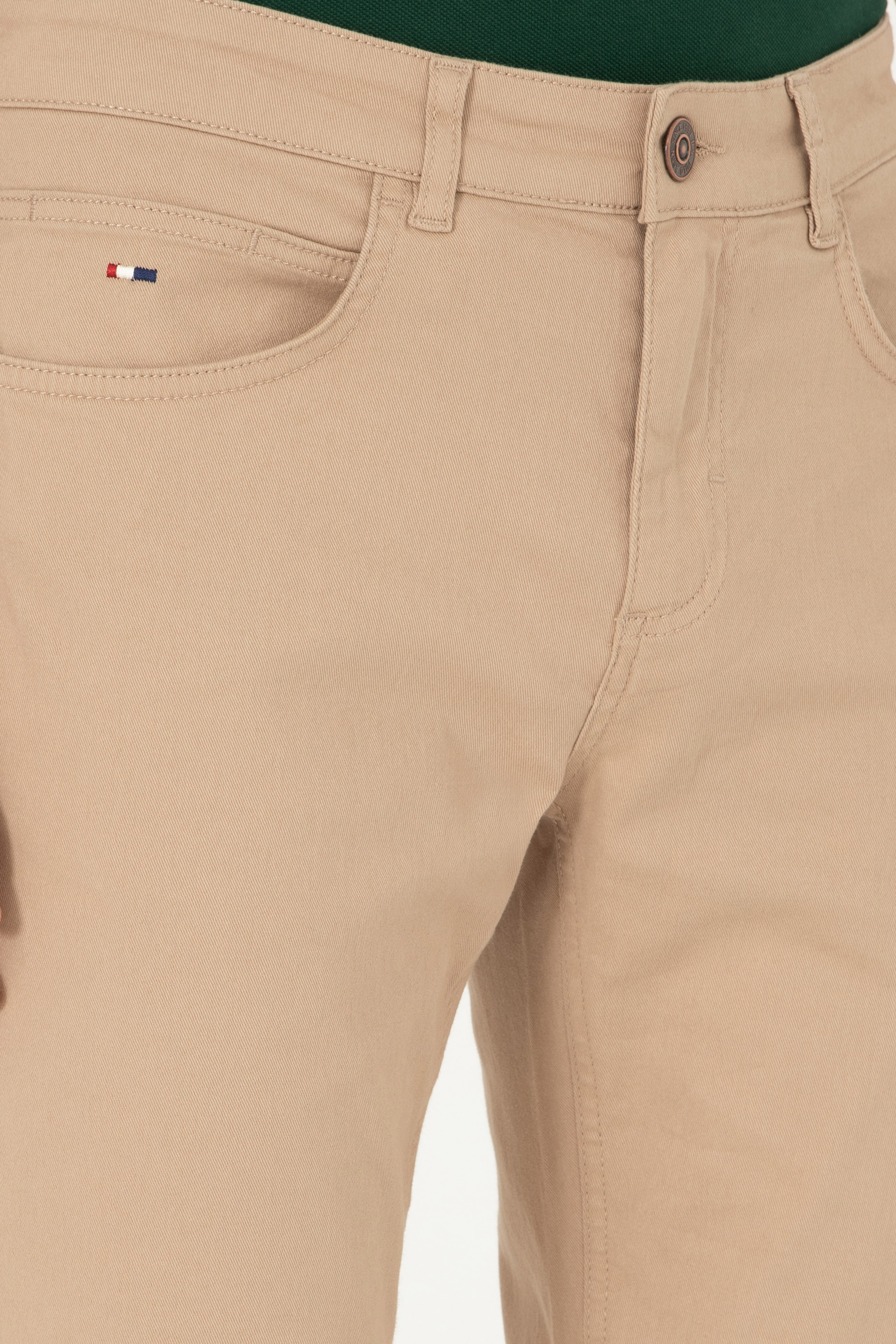 Erkek Slim Fit Kum Kanvas Pantolon