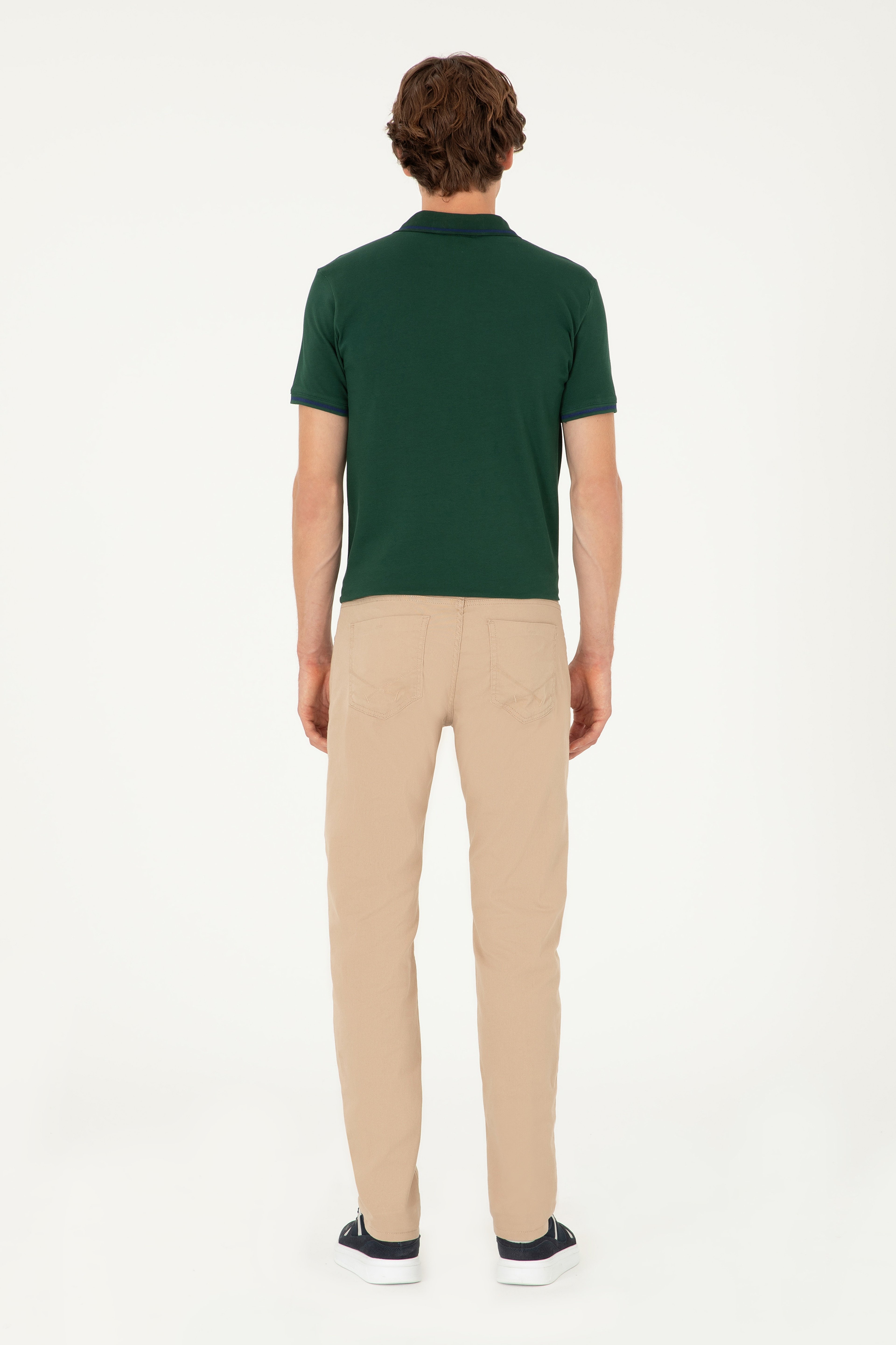 Erkek Slim Fit Kum Kanvas Pantolon - Image 4