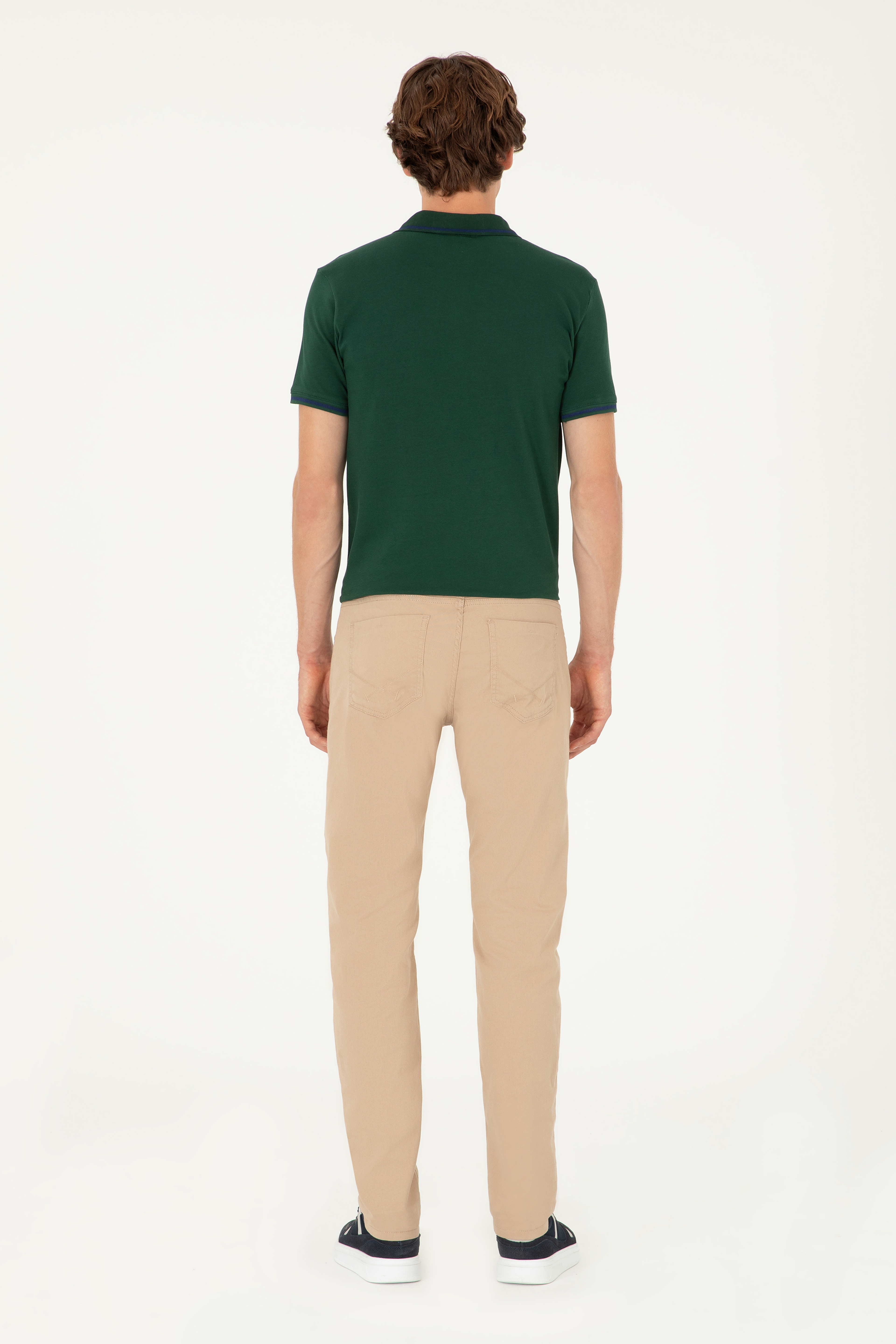 Erkek Slim Fit Kum Kanvas Pantolon