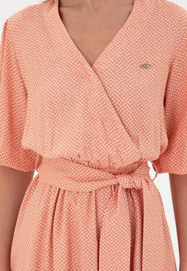 Kadın Somon Kemerli Mini Boy Dokuma Elbise - 50289338007