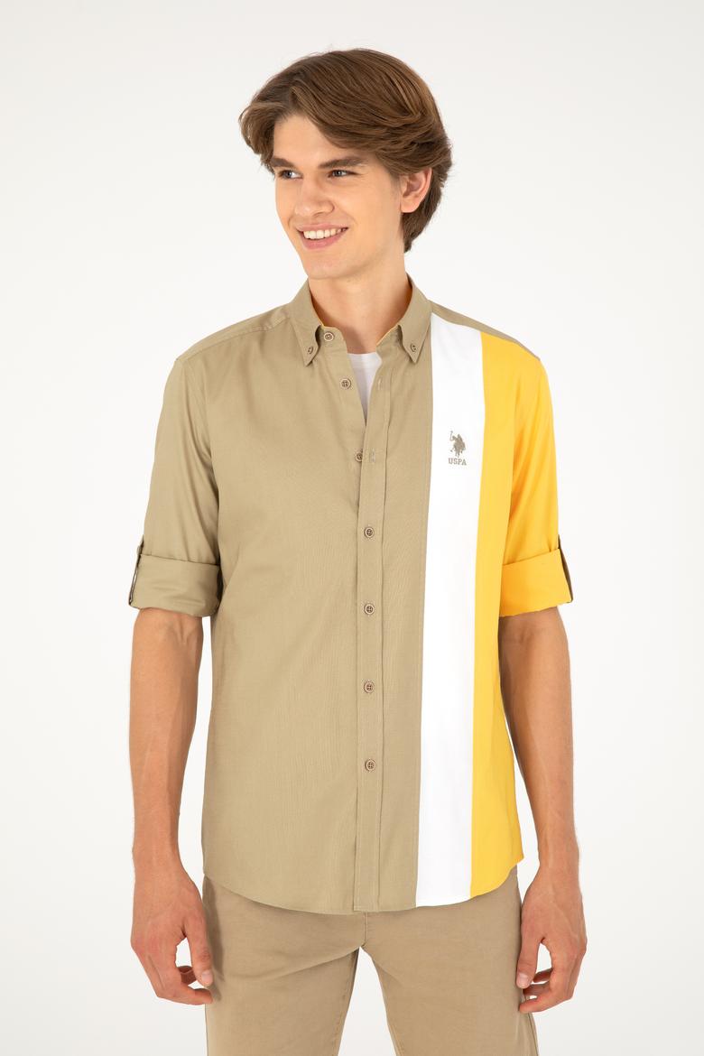 Erkek Haki Uzun Kollu Gömlek