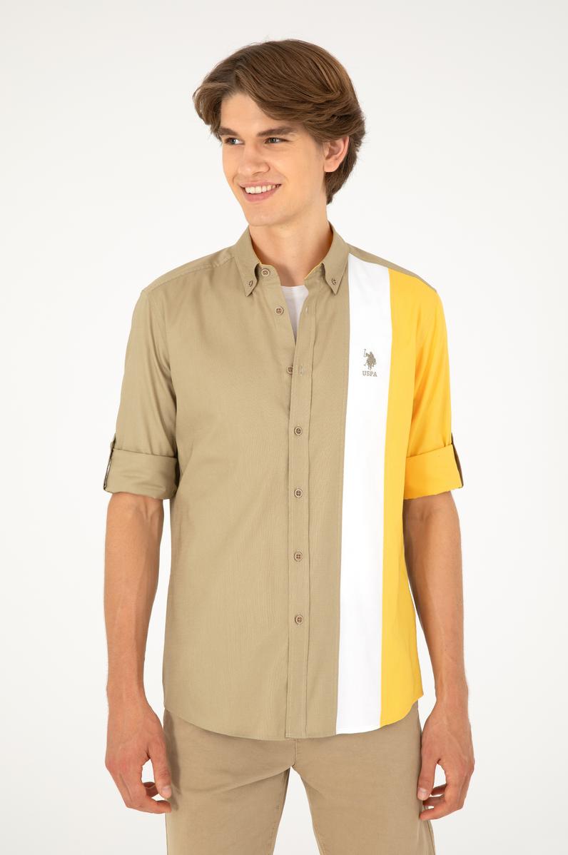 Erkek Haki Uzun Kollu Gömlek