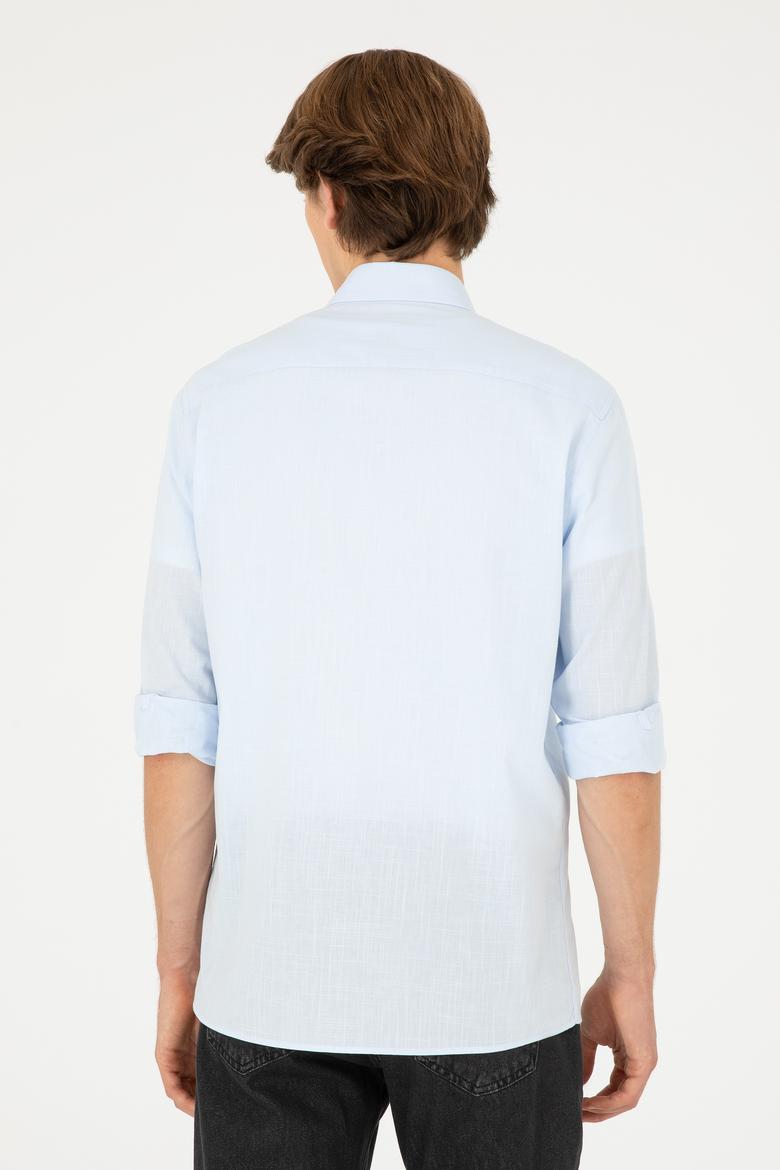 Erkek Mavi Uzun Kollu Basic Gömlek - 50282588020