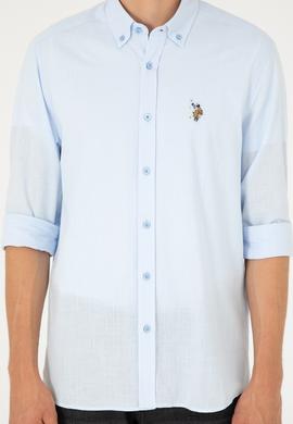 Erkek Mavi Uzun Kollu Basic Gömlek - 50282588020