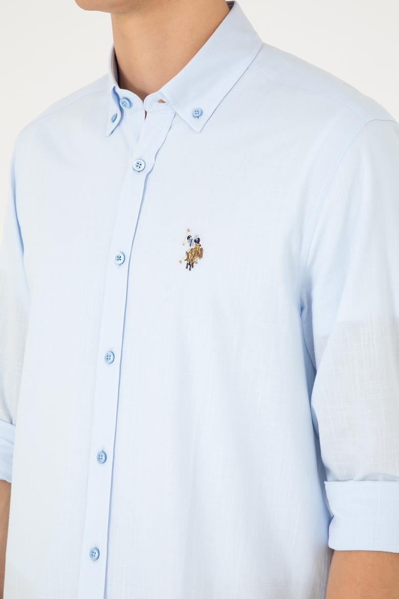 Erkek Mavi Uzun Kollu Basic Gömlek - 50282588020