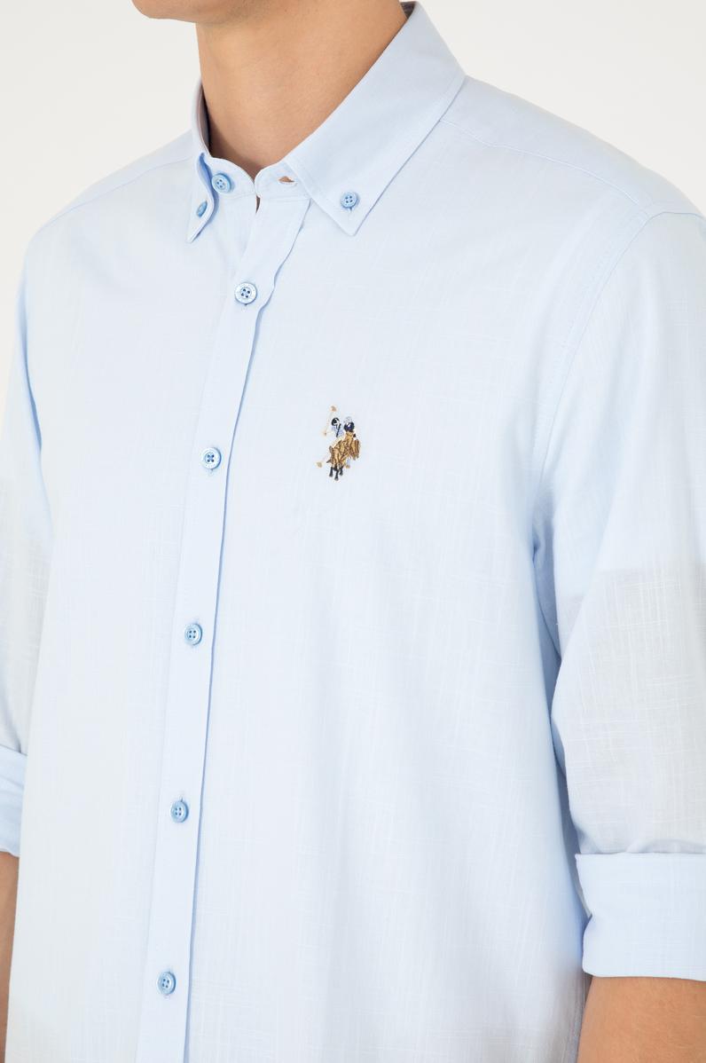 Erkek Mavi Uzun Kollu Basic Gömlek