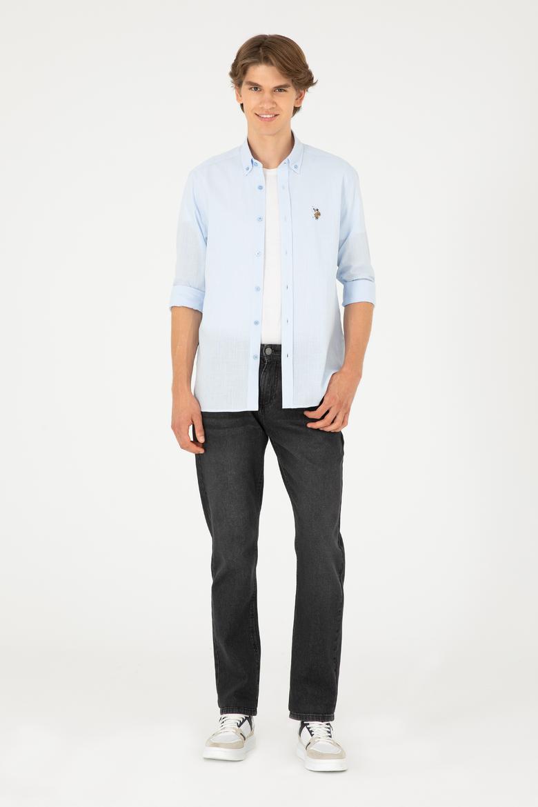 Erkek Mavi Uzun Kollu Basic Gömlek - 50282588020