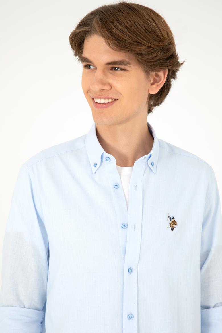 Erkek Mavi Uzun Kollu Basic Gömlek - 50282588020